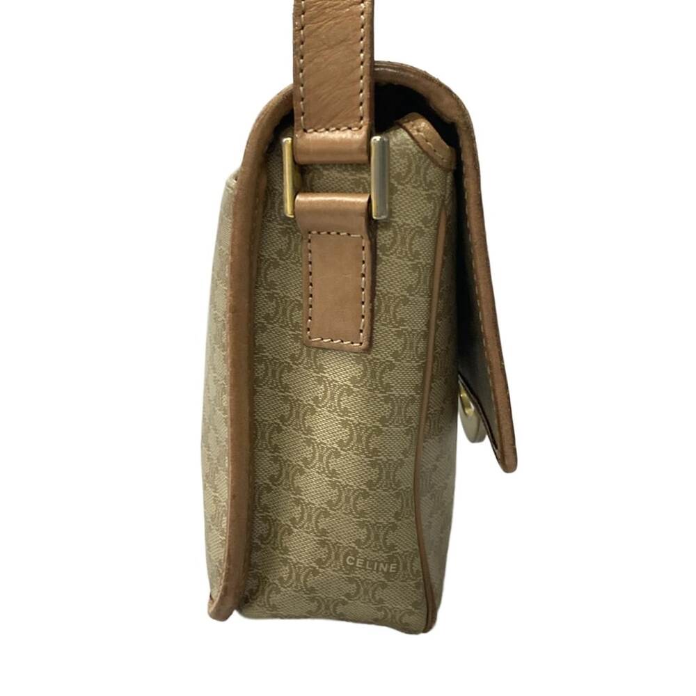 Celine Circle Logo/Macadam Shoulder Bag Khaki Cream Light Brown PVC Leather - Picture 2 of 11
